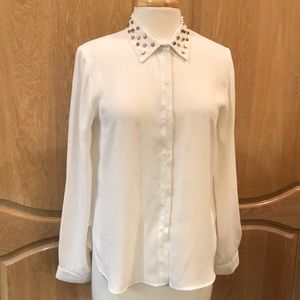 Lightly sheer Button down shirt with studs